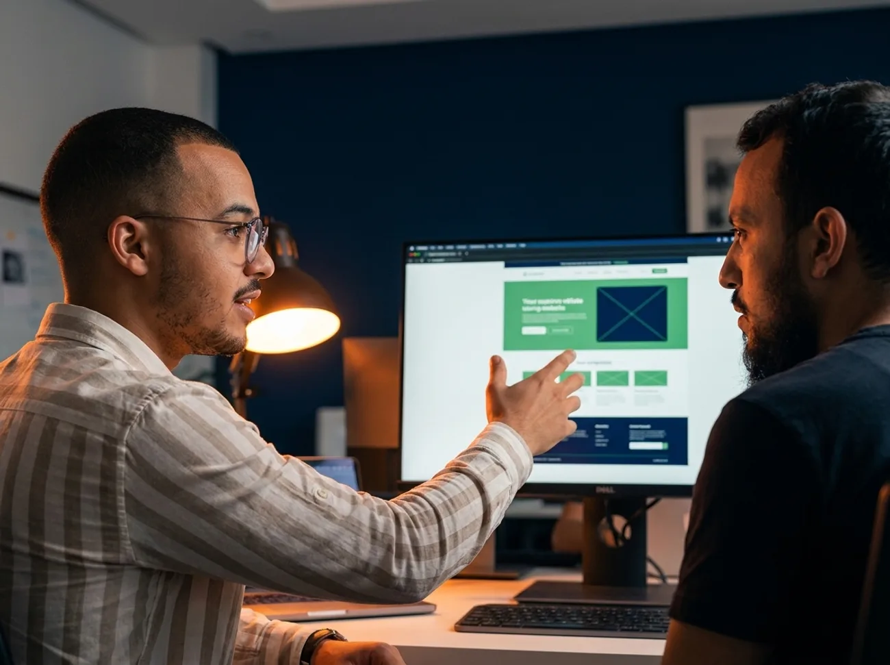 Discussion autour de wireframes sur un écran